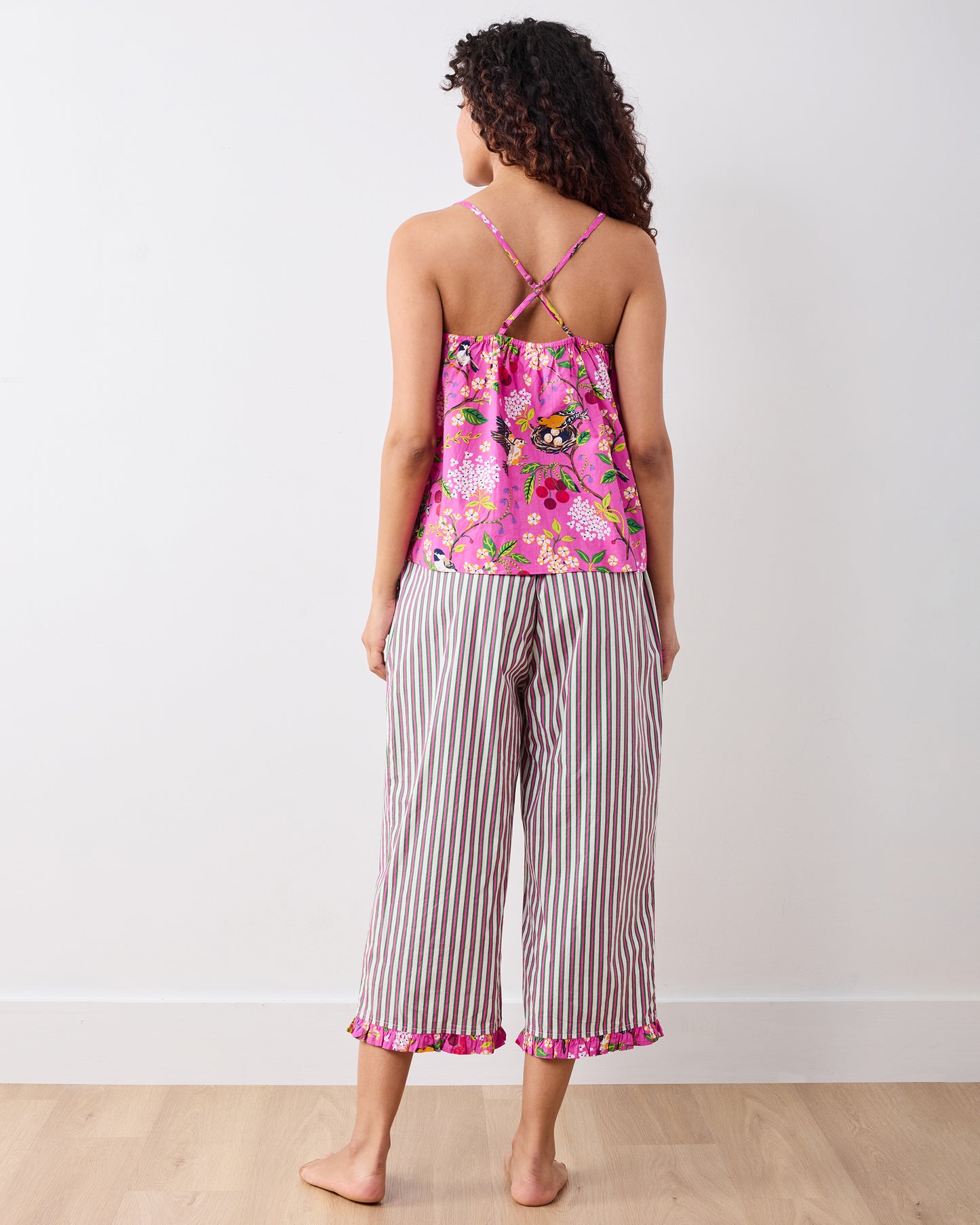 Bird & Blossom - Cami & Ruffle Crop Pants Set - Fuschia Berry - Printfresh