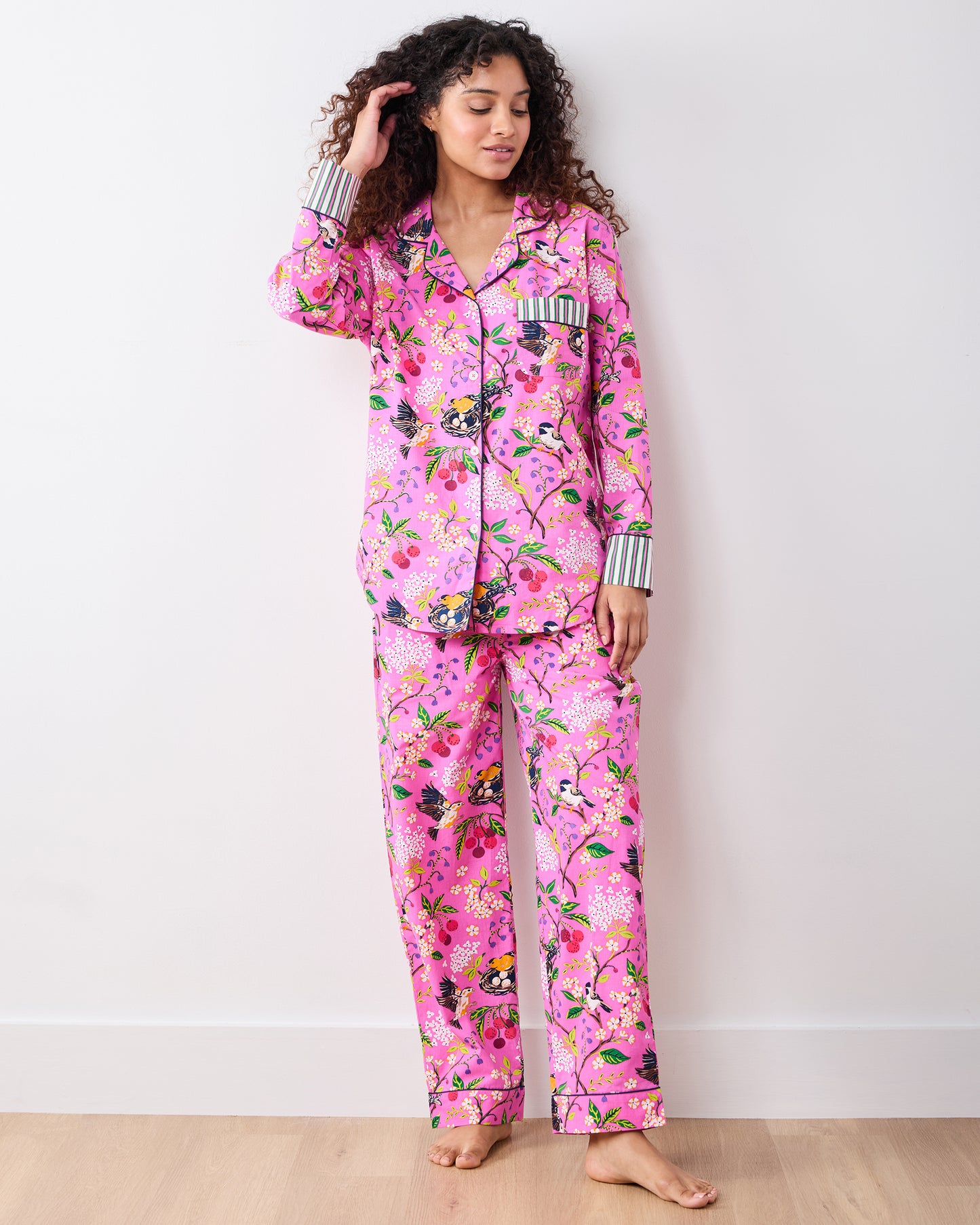 Bird & Blossom - Long PJ Set - Fuschia Berry - Printfresh
