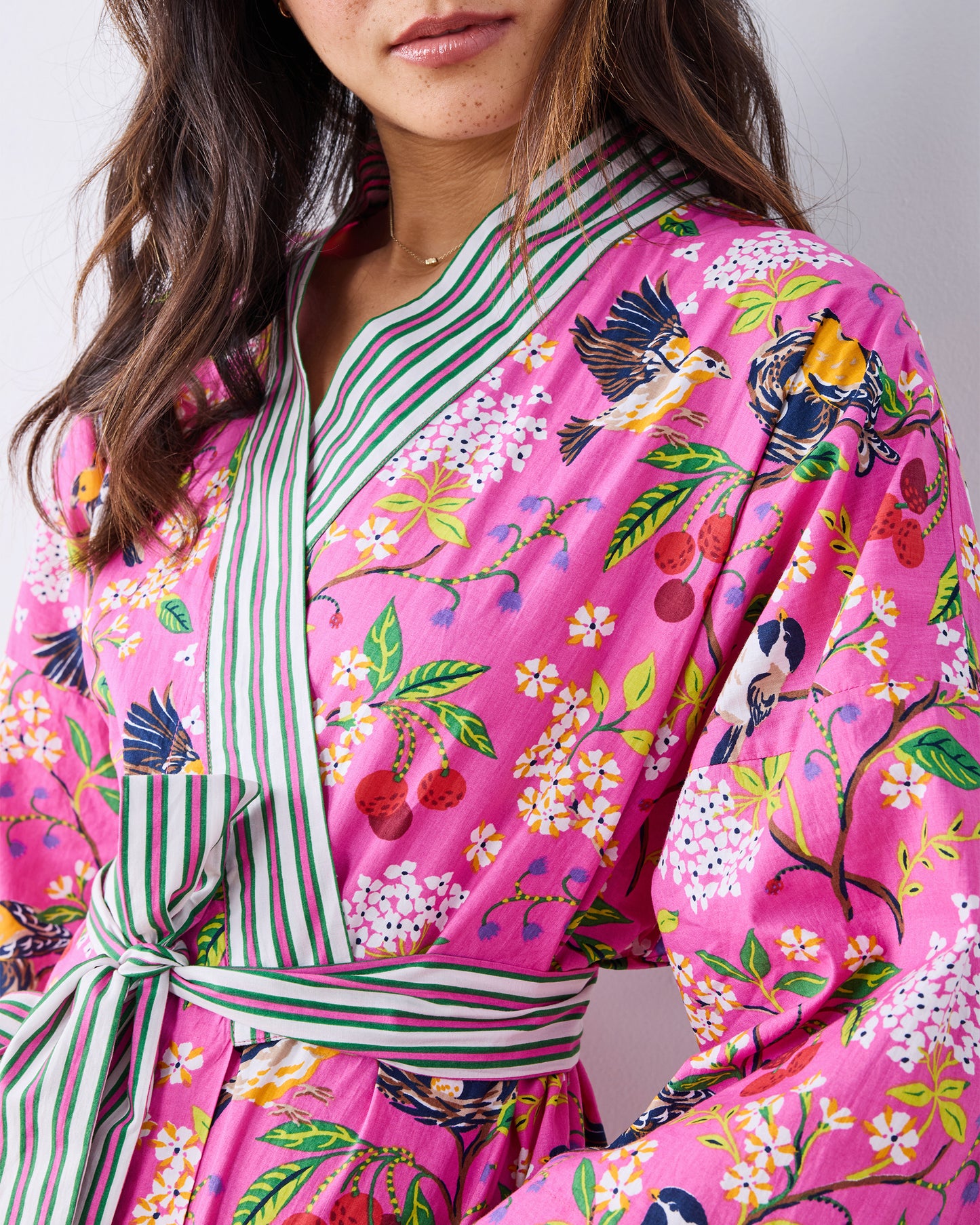 Bird & Blossom - Long Robe - Fuschia Berry - Printfresh