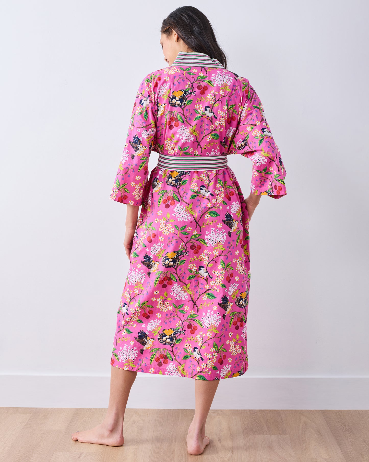 Bird & Blossom - Long Robe - Fuschia Berry - Printfresh