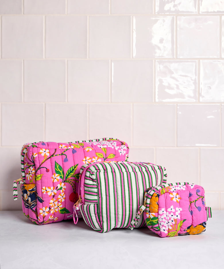 Bird & Blossom - Three's Best Pouch Set - Fuschia Berry - Printfresh