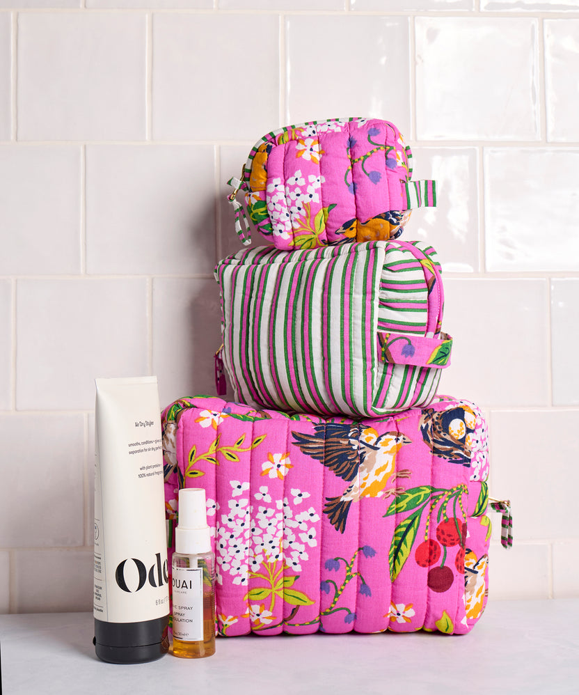 Bird & Blossom - Three's Best Pouch Set - Fuschia Berry - Printfresh