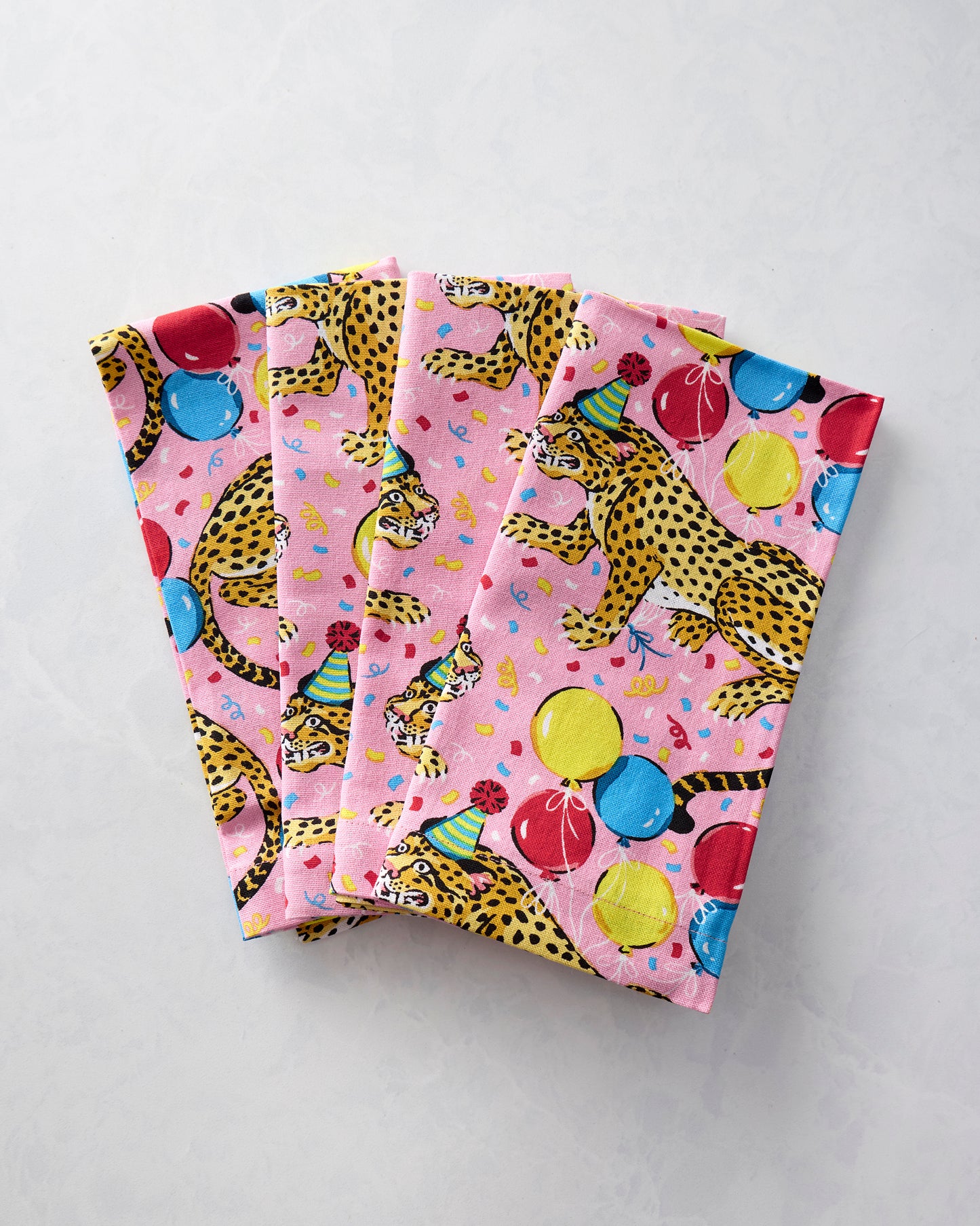 Birthday Bagheera - Print Napkins Set Of 4 - Pink Confetti - Printfresh