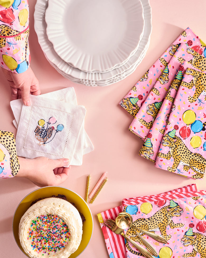 Birthday Bagheera - Cocktail Napkins Set of 4 - Pink Confetti - Printfresh
