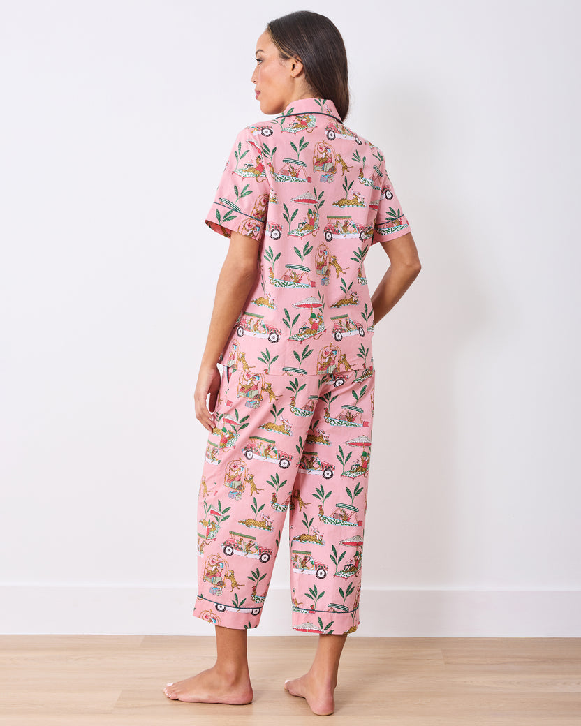 Cabana Cats - Short Sleeve Top & Cropped Pants Set - Peach Daiquiri - Printfresh