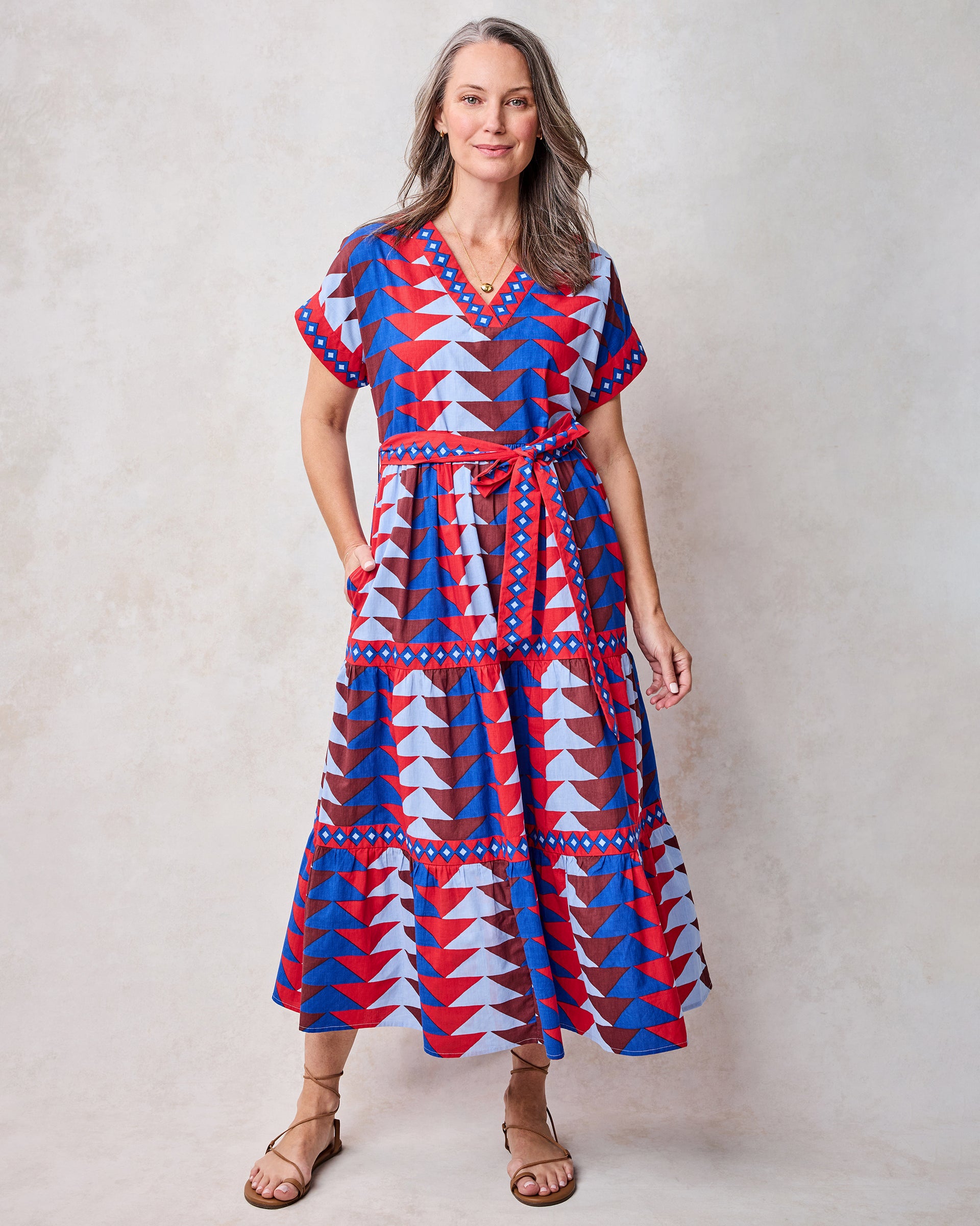 geo print maxi dress Atlantic in | Women's L it has side pockets Size:9d AFFORDABLE-LUXURY Bohemian Dress Formal 11