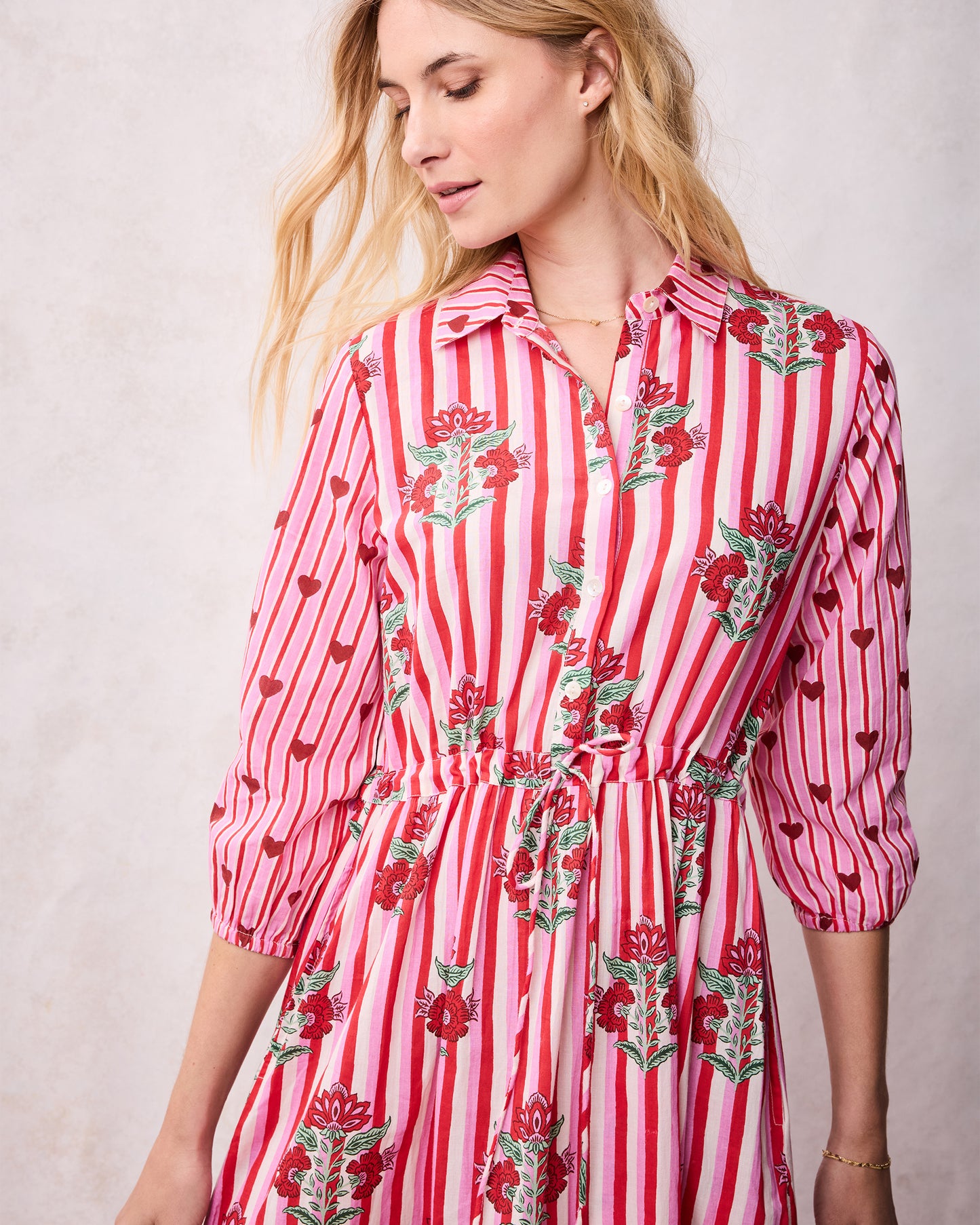 Carnation Stripes - Maison Dress - Scarlet Petal - Printfresh