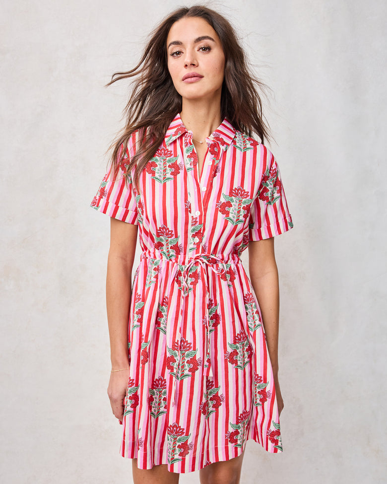 Carnation Stripes - Maude Dress - Scarlet Petal - Printfresh