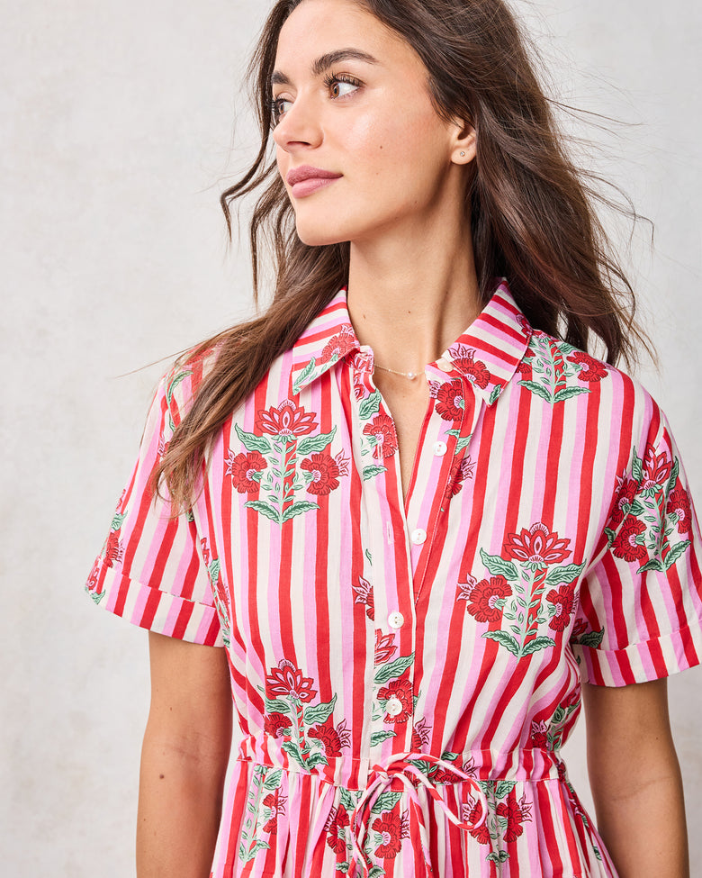 Carnation Stripes - Maude Dress - Scarlet Petal - Printfresh
