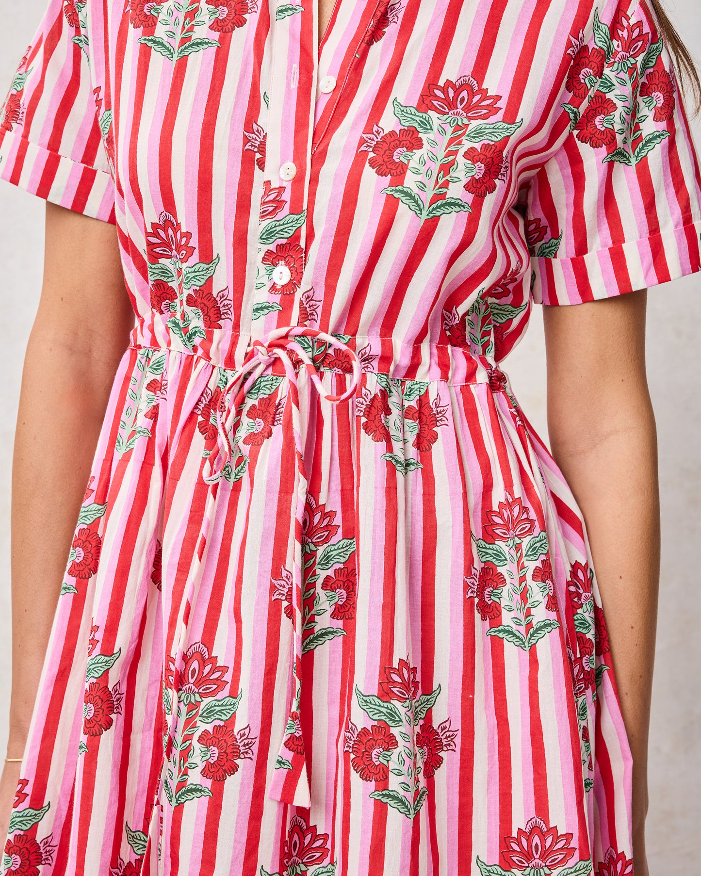 Carnation Stripes - Maude Dress - Scarlet Petal - Printfresh