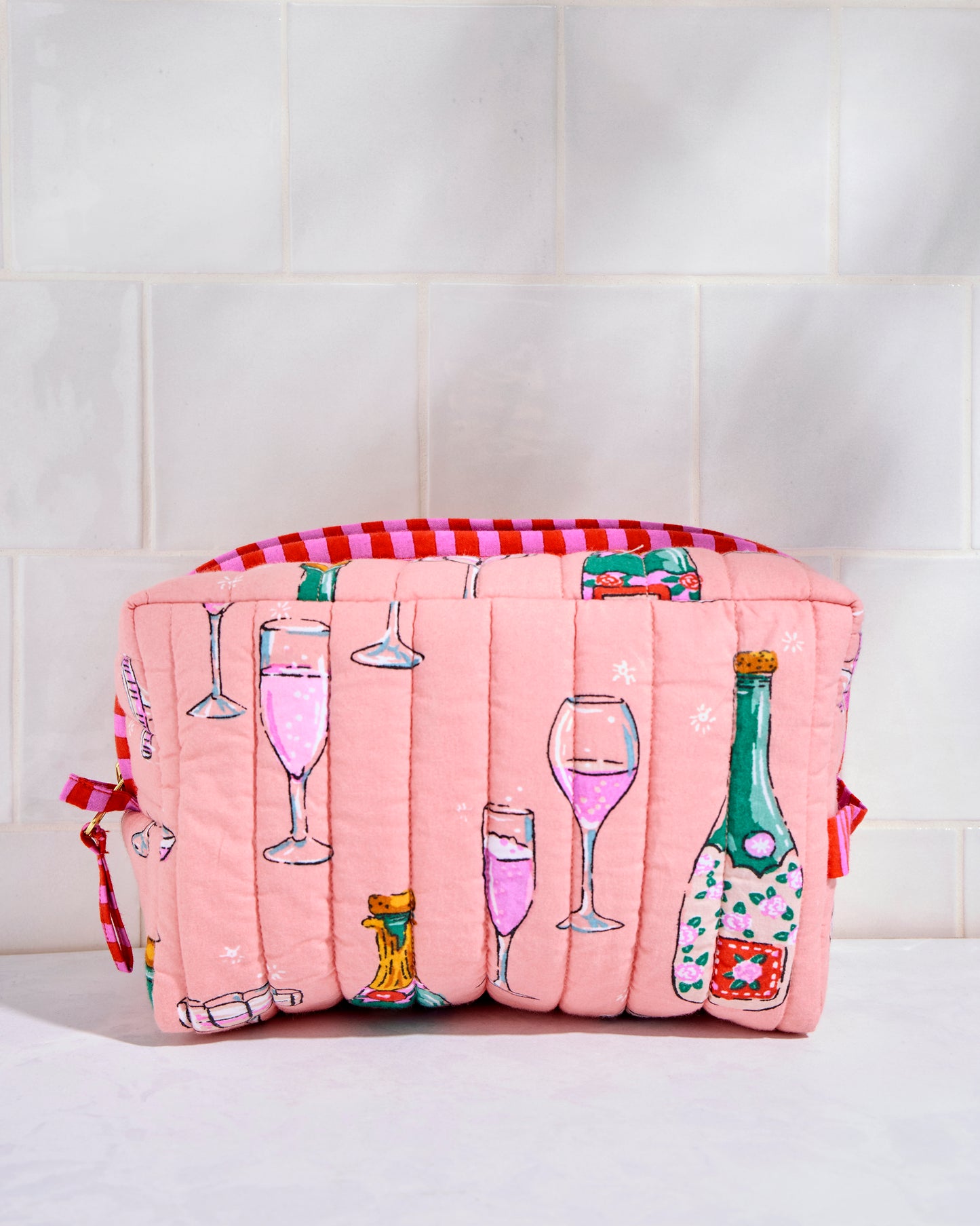 Champagne Tower - Quilted Pouch - Peach Fizz - Printfresh