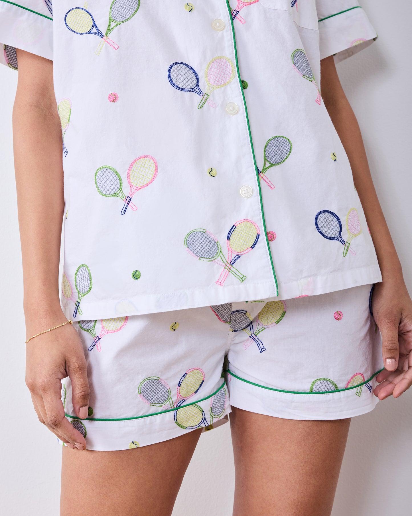 Embroidered Tennis Club - Short PJ Set - Cloud - Printfresh