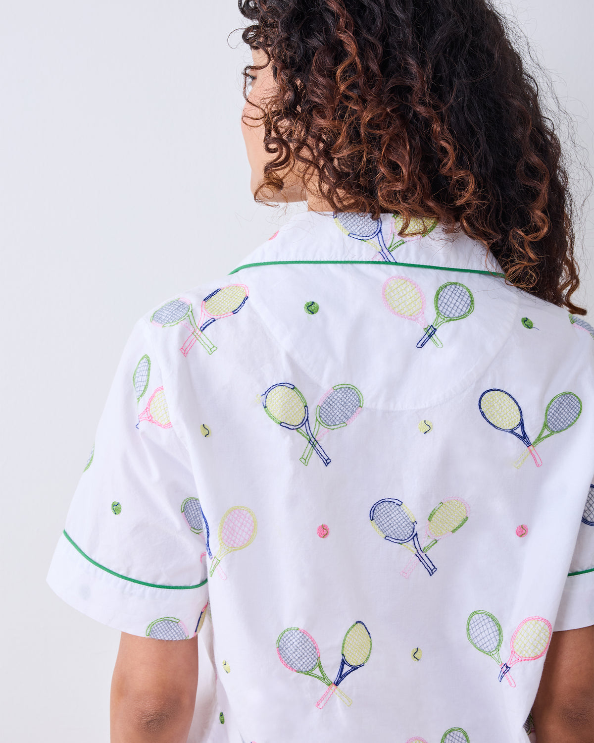 Embroidered Tennis Club - Short PJ Set - Cloud - Printfresh