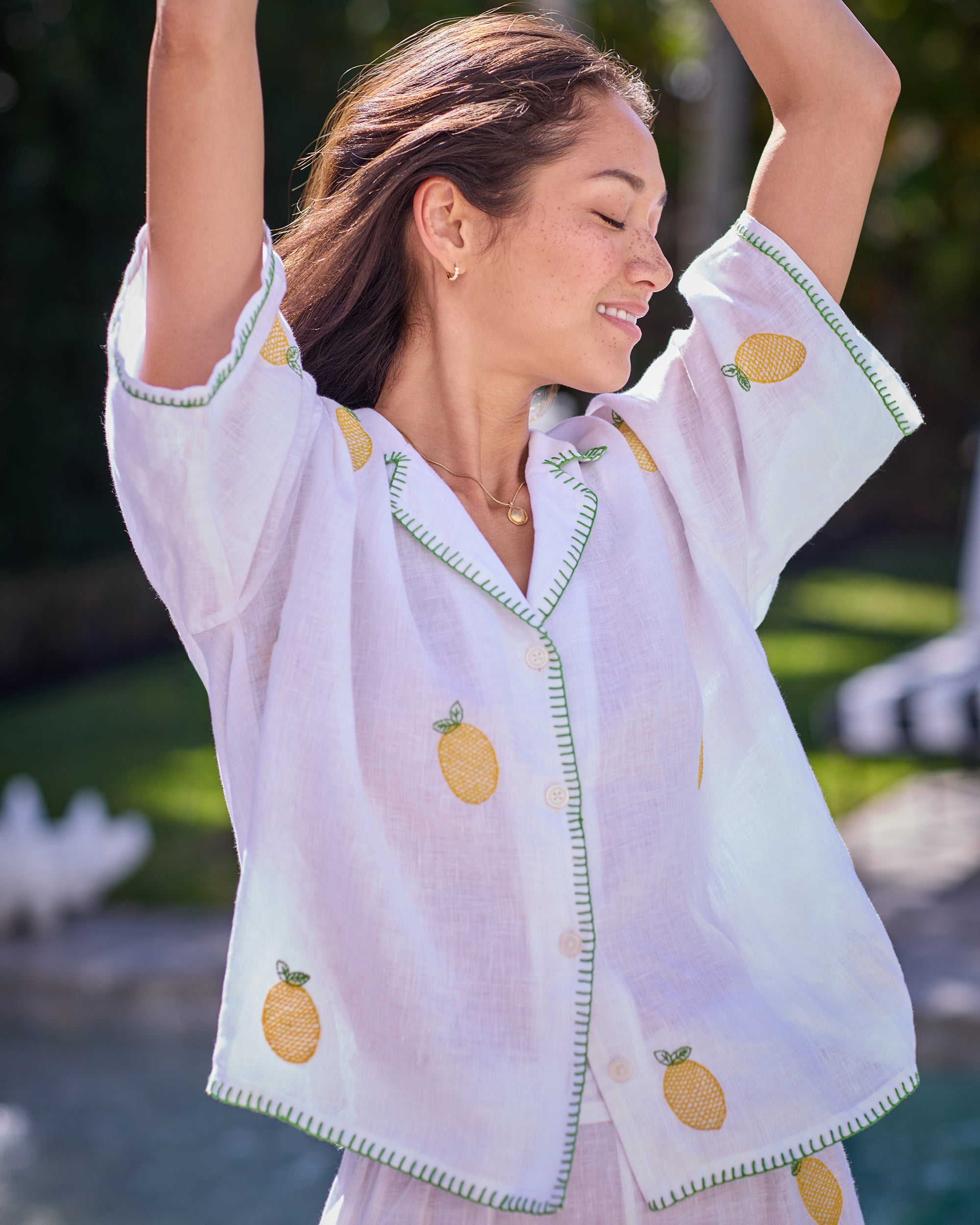 Embroidered Lemon Drop - Linen Wildest Dreams Set - Cloud – Printfresh