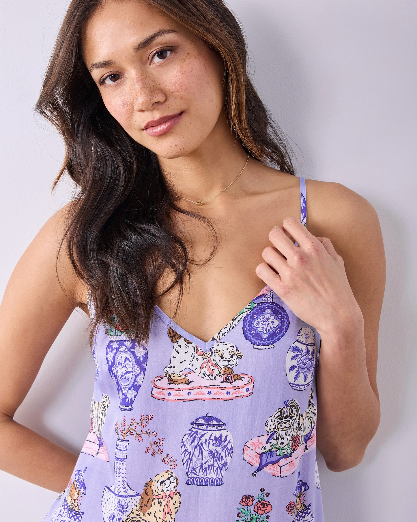 Fancy Dogs - Eco Satin Chic to Sleep Nightie - Lavender Glaze - Printfresh