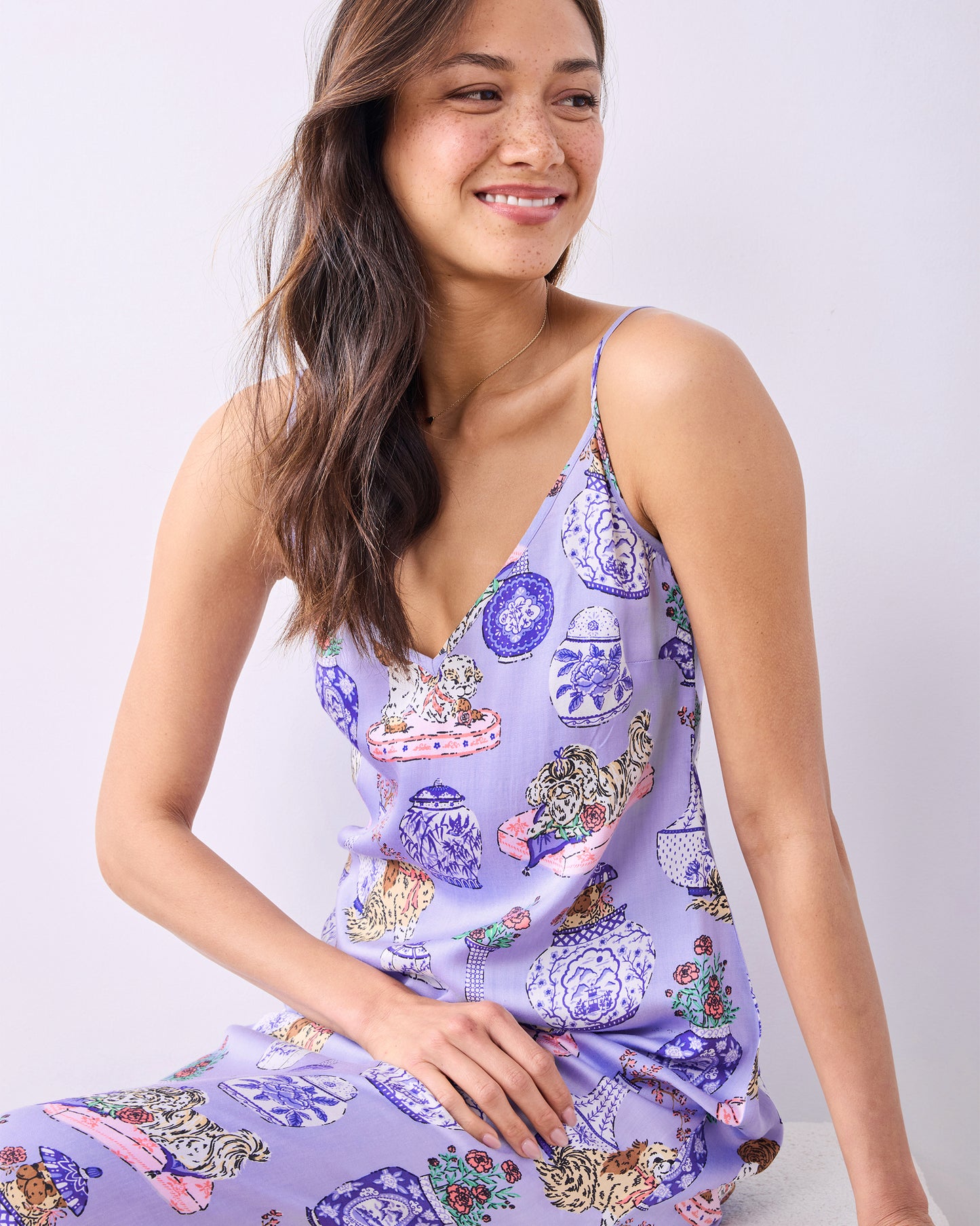 Fancy Dogs - Eco Satin Chic to Sleep Nightie - Lavender Glaze - Printfresh
