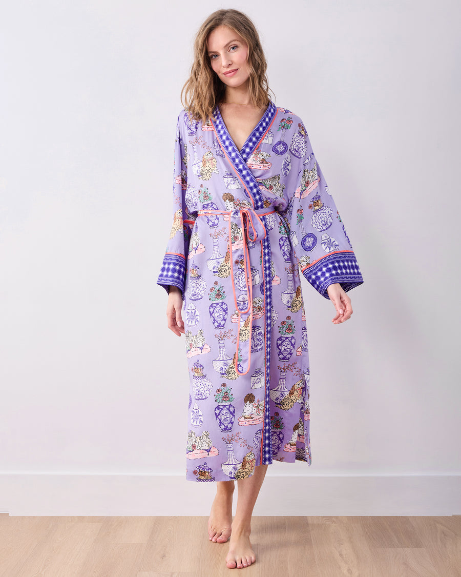 Fancy Dogs - Eco Satin Robe - Lavender Glaze - Printfresh
