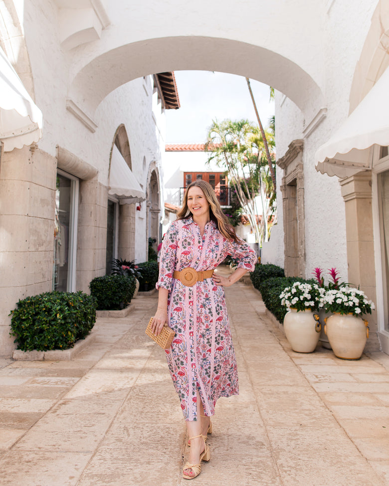 Flora Flamingo - Meredith Dress - Pink Posey - Printfresh
