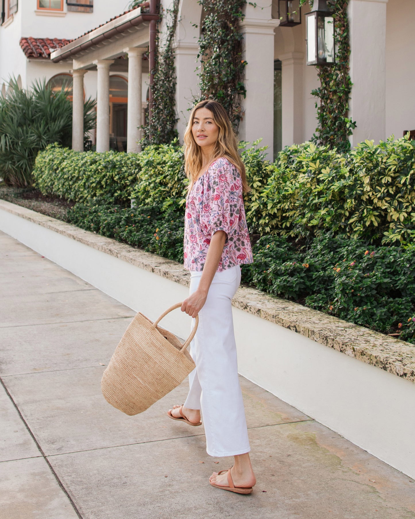 Flora Flamingo - Gilmore Blouse - Pink Posey - Printfresh