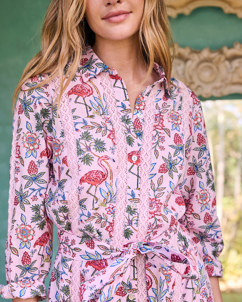 Flora Flamingo - Meredith Dress - Pink Posey - Printfresh