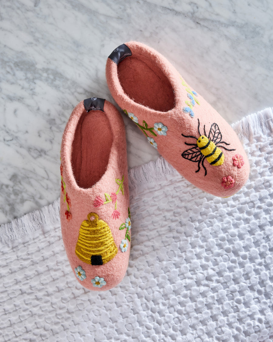 French Knot X PF - Sweet Bee Slipper - Pink Petal - Printfresh