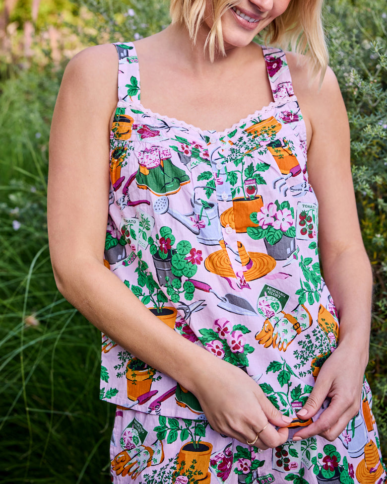 Green Thumb - Back to Bed Short Set - Pink Cosmos - Printfresh