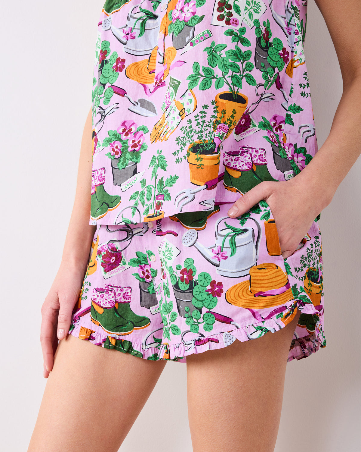 Green Thumb - Back to Bed Short Set - Pink Cosmos - Printfresh