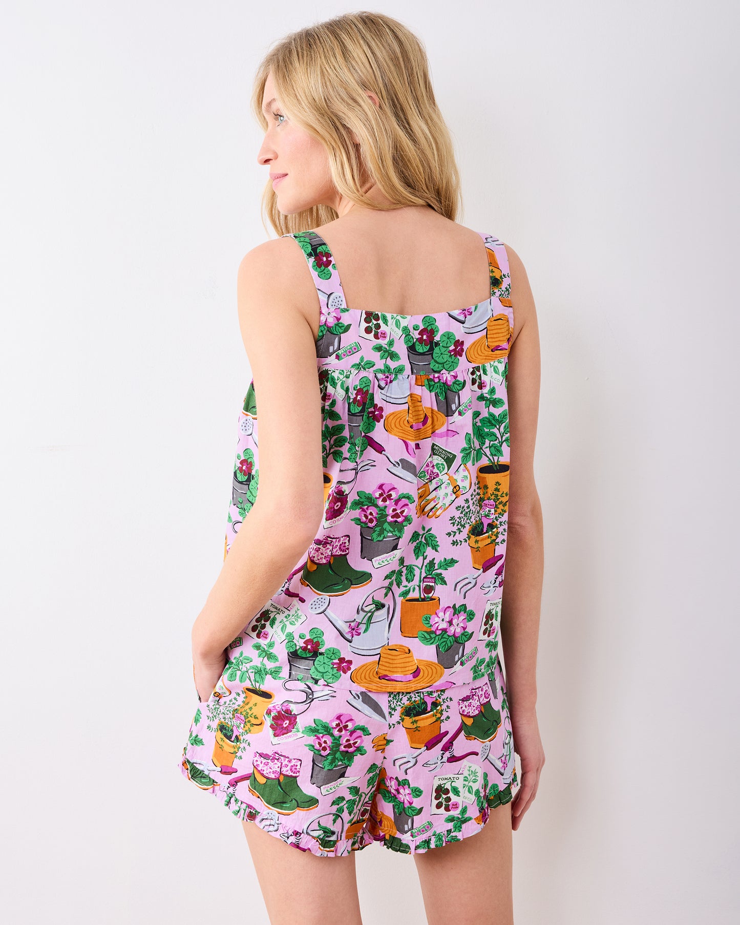 Green Thumb - Back to Bed Short Set - Pink Cosmos - Printfresh