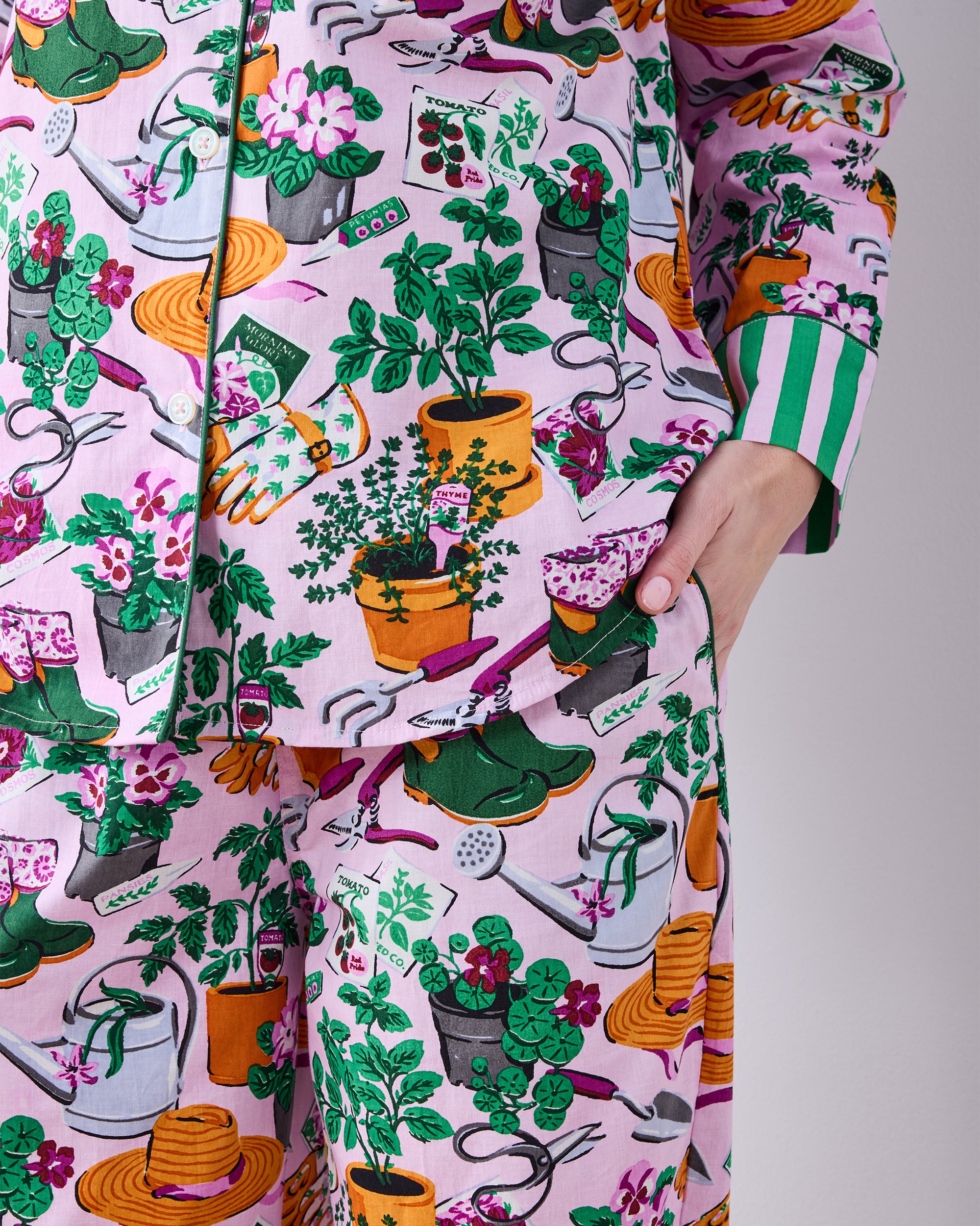 Green Thumb - Long PJ Set - Pink Cosmos – Printfresh