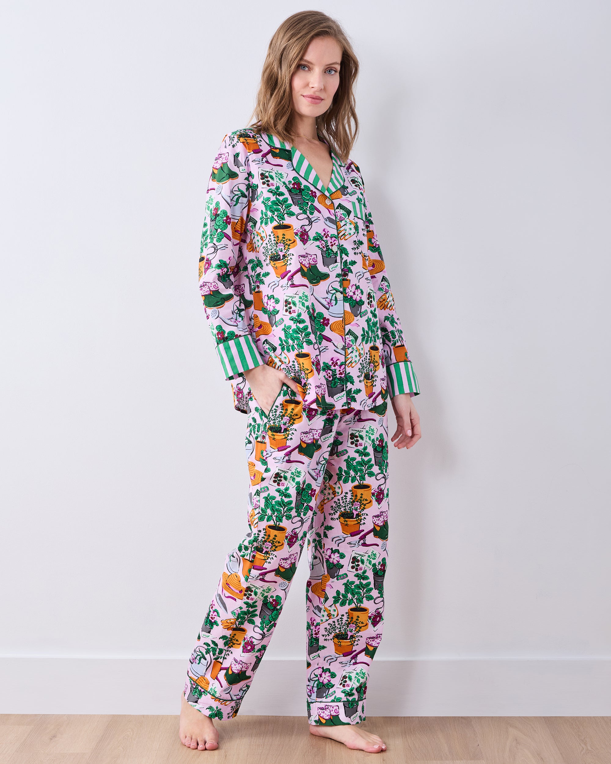 Green Thumb - Long PJ Set - Pink Cosmos – Printfresh