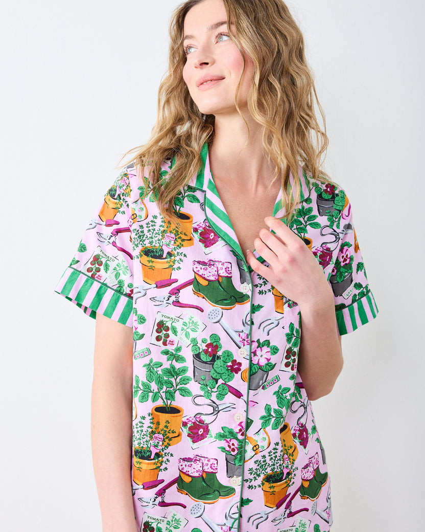Green Thumb - Short PJ Set - Pink Cosmos - Printfresh