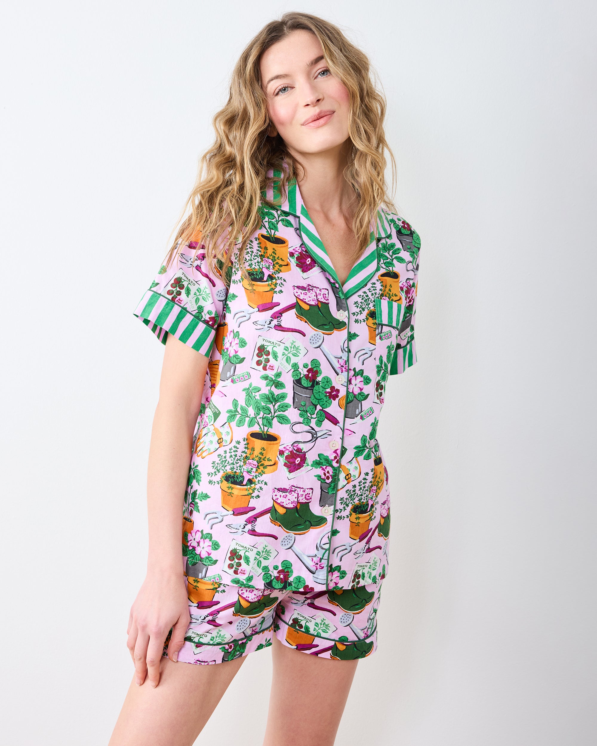 Green Thumb - Short PJ Set - Pink Cosmos – Printfresh