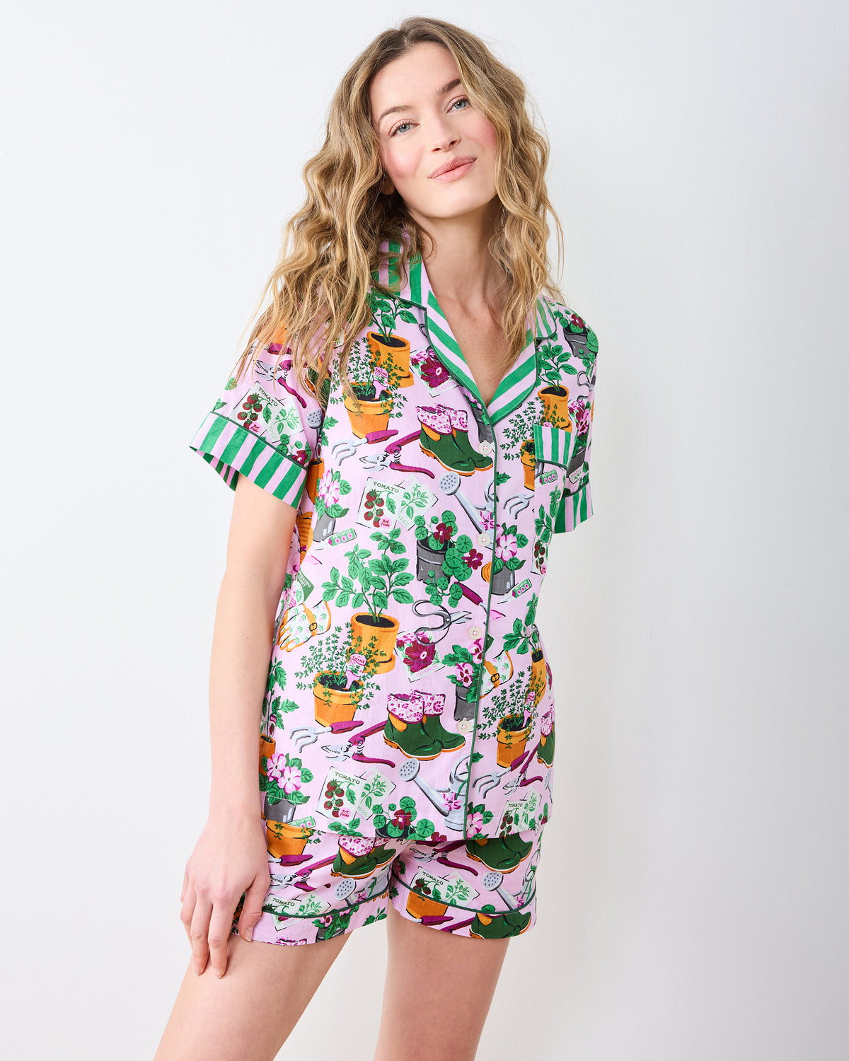 Green Thumb - Short PJ Set - Pink Cosmos - Printfresh