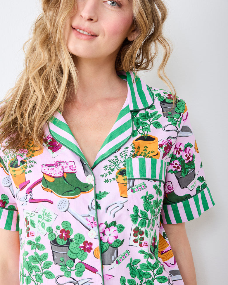 Green Thumb - Short PJ Set - Pink Cosmos - Printfresh