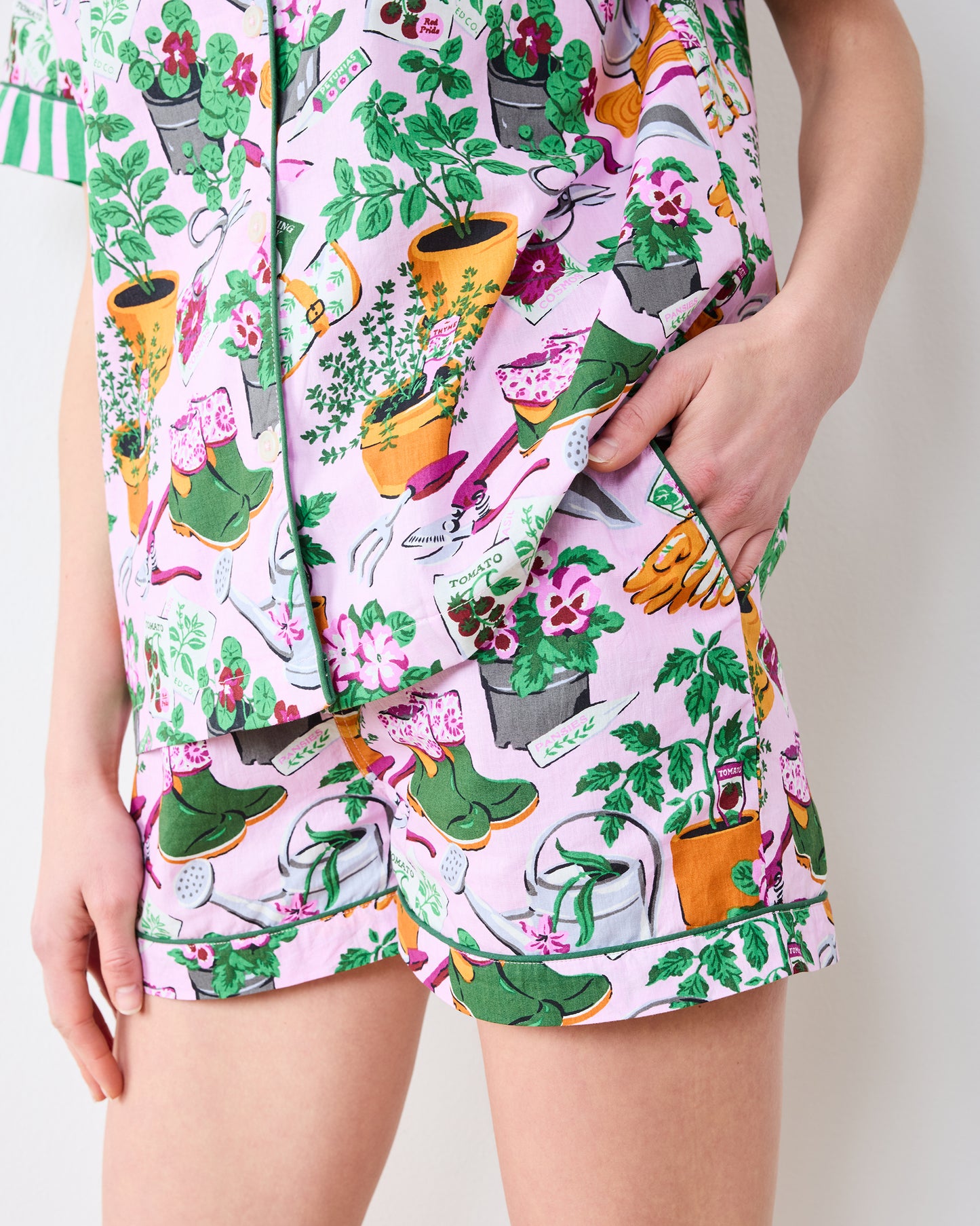 Green Thumb - Short PJ Set - Pink Cosmos - Printfresh