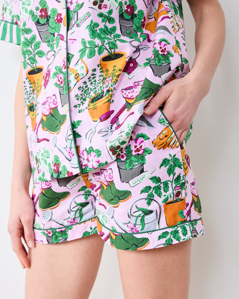 Green Thumb - Short PJ Set - Pink Cosmos - Printfresh