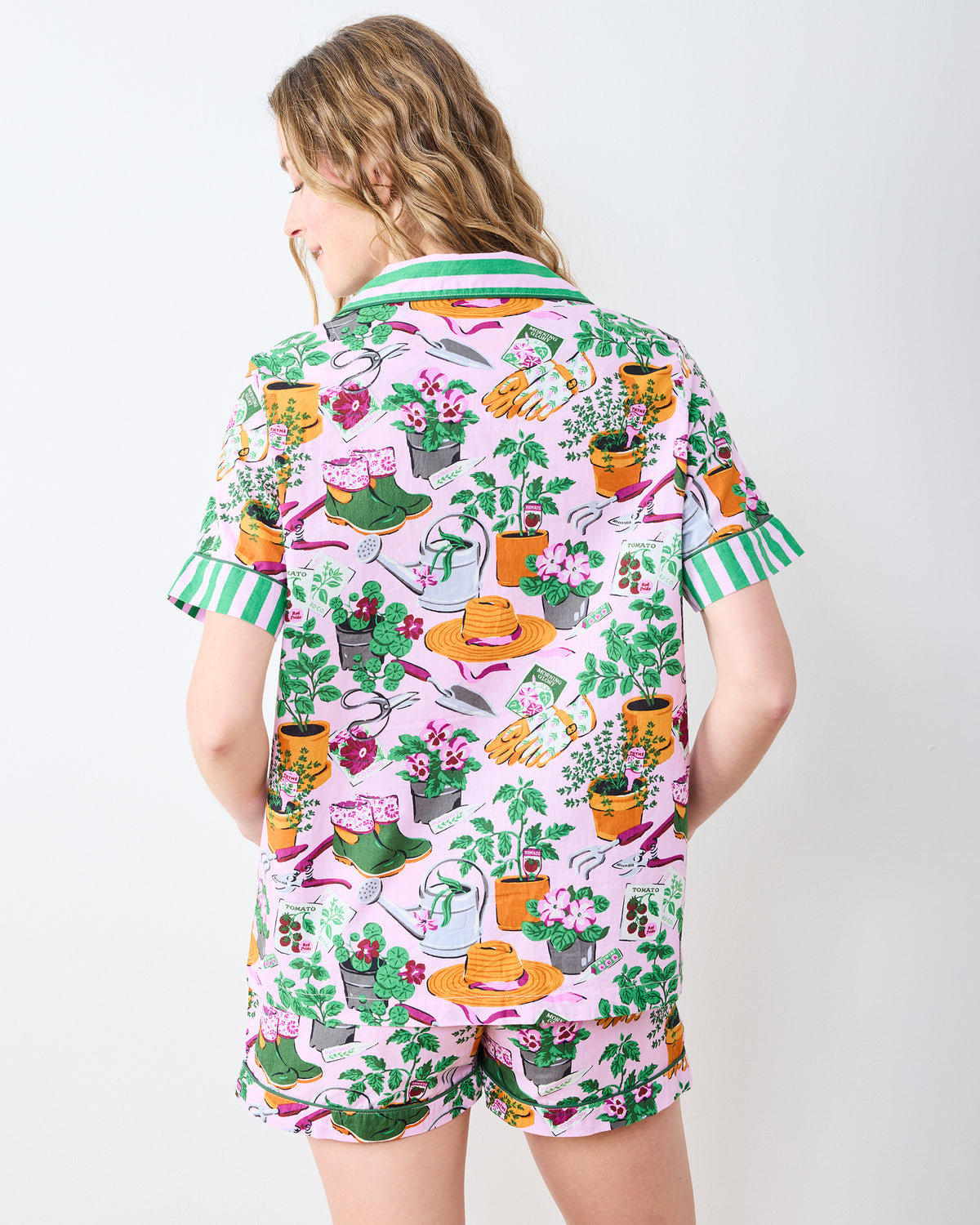 Green Thumb - Short PJ Set - Pink Cosmos - Printfresh