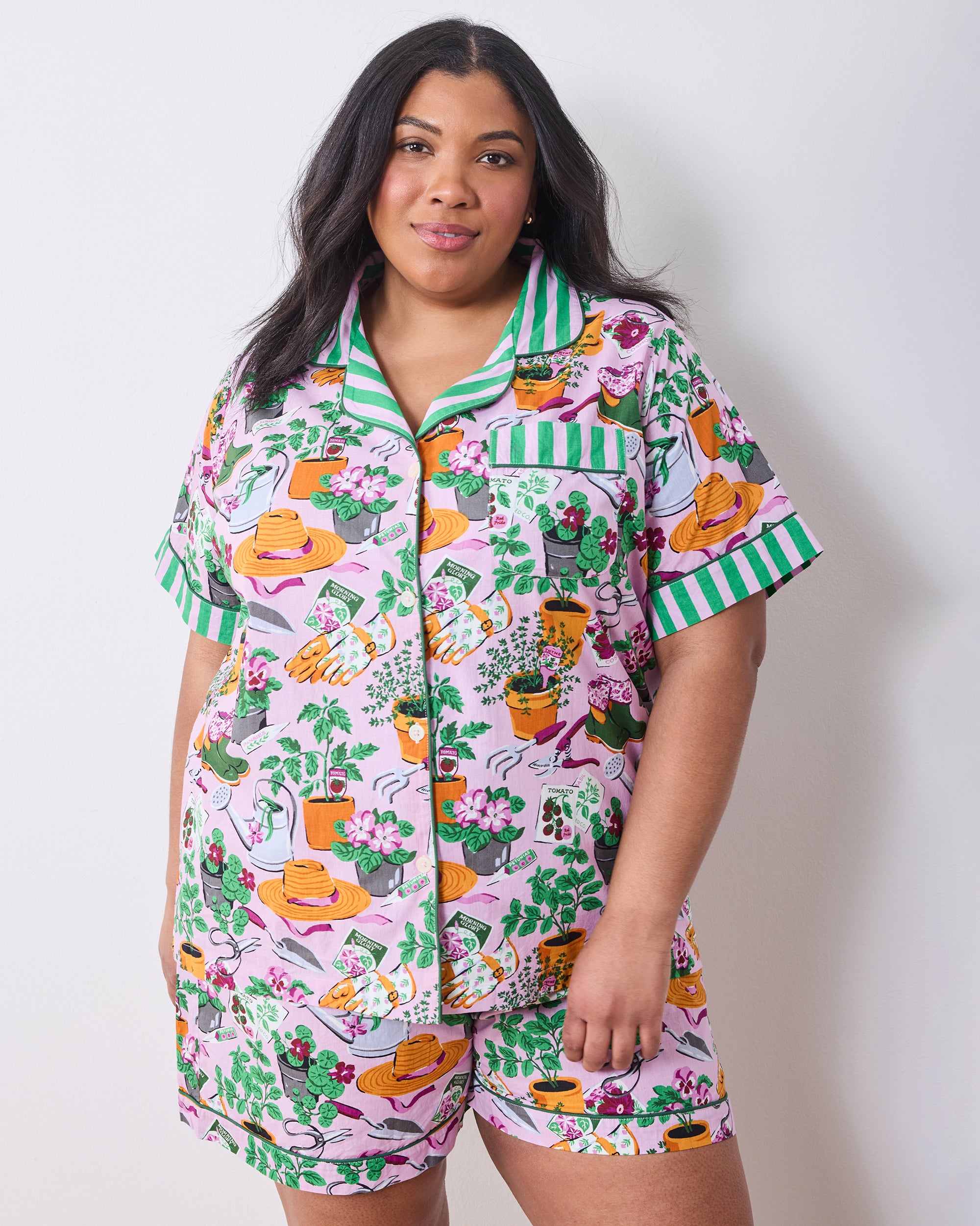 トップス Pj Green Thumb - Short PJ Set - Pink Cosmos – Printfresh