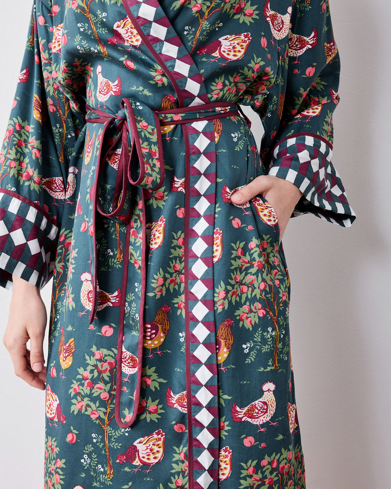 Printfresh Robe Hen House - Eco Satin Robe - Navy – Printfresh