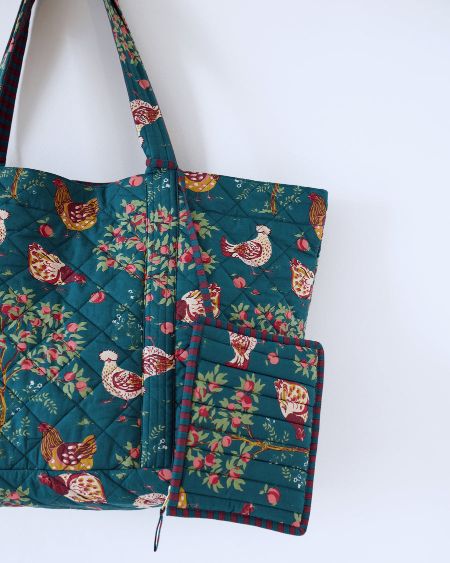 Hen House - Weekend Bag with Pouch - Navy - Printfresh