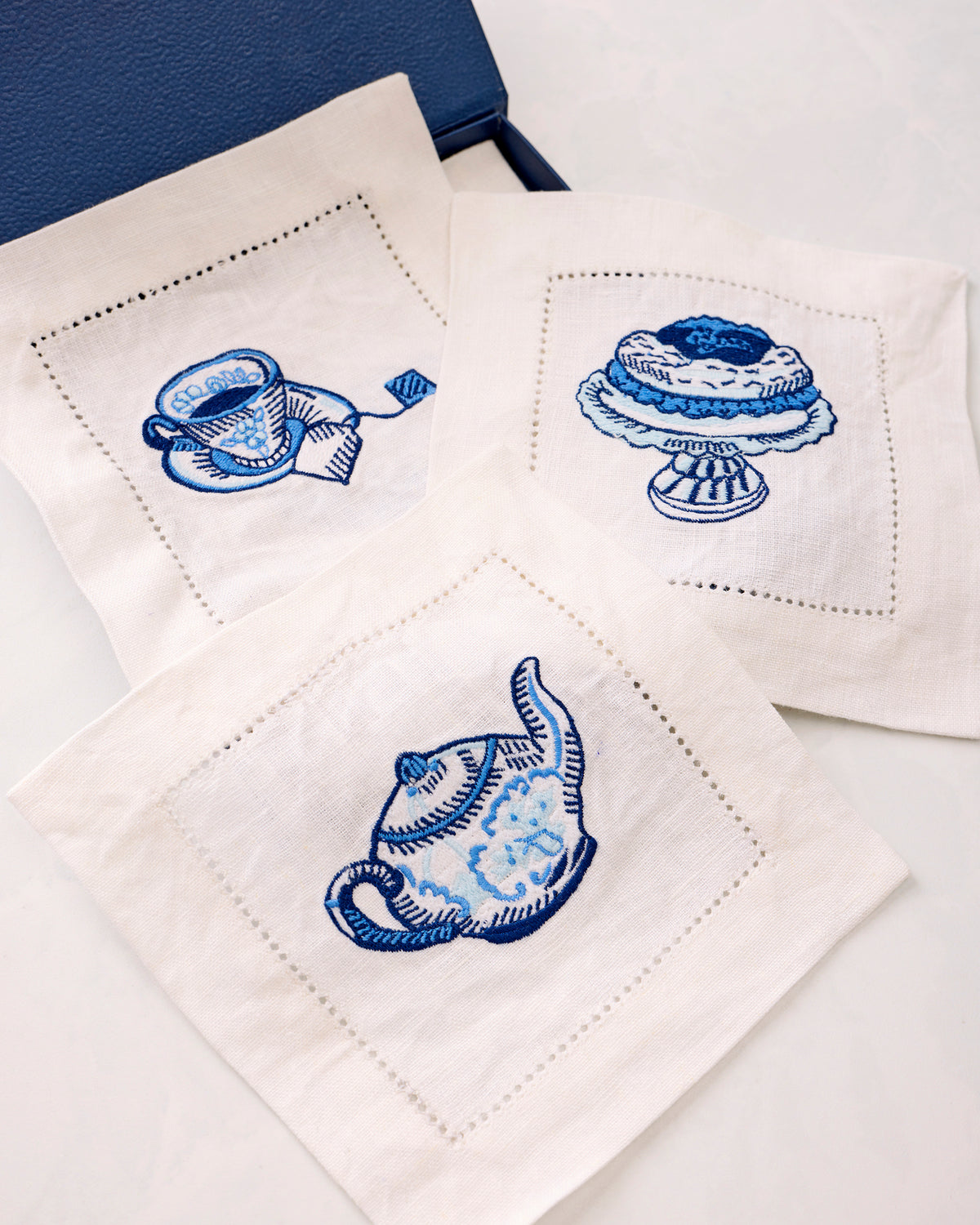 High Tea Toile - Set of 4 Cocktail Napkins - Notting Hill Blue - Printfresh
