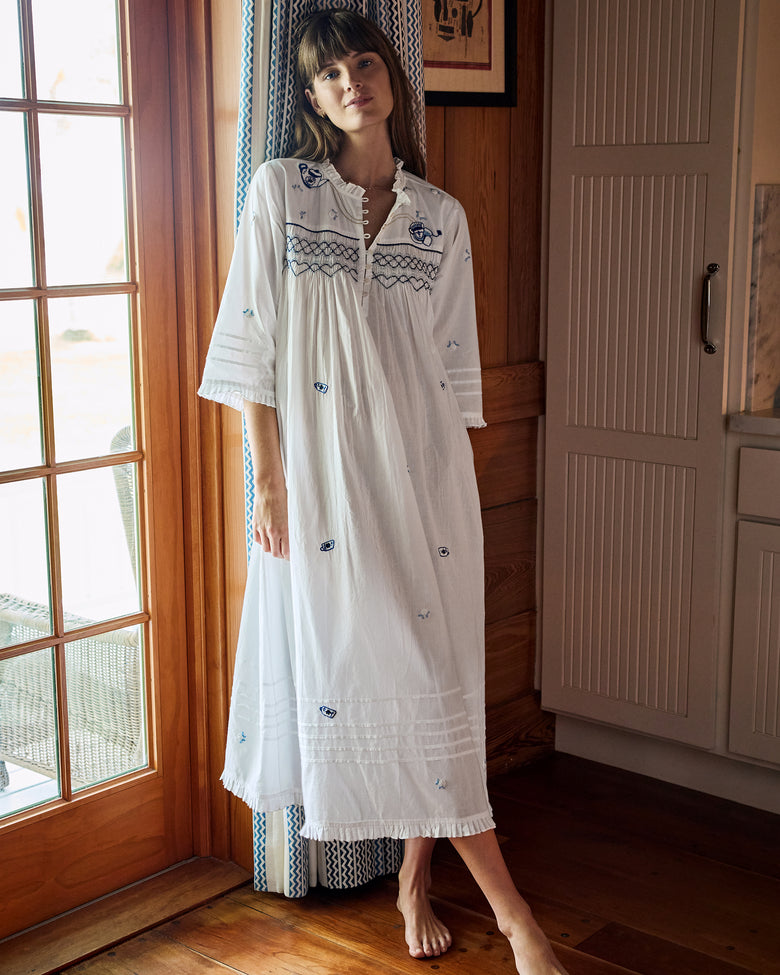 High Tea Toile - Dreamscape Nightgown - Notting Hill Blue - Printfresh