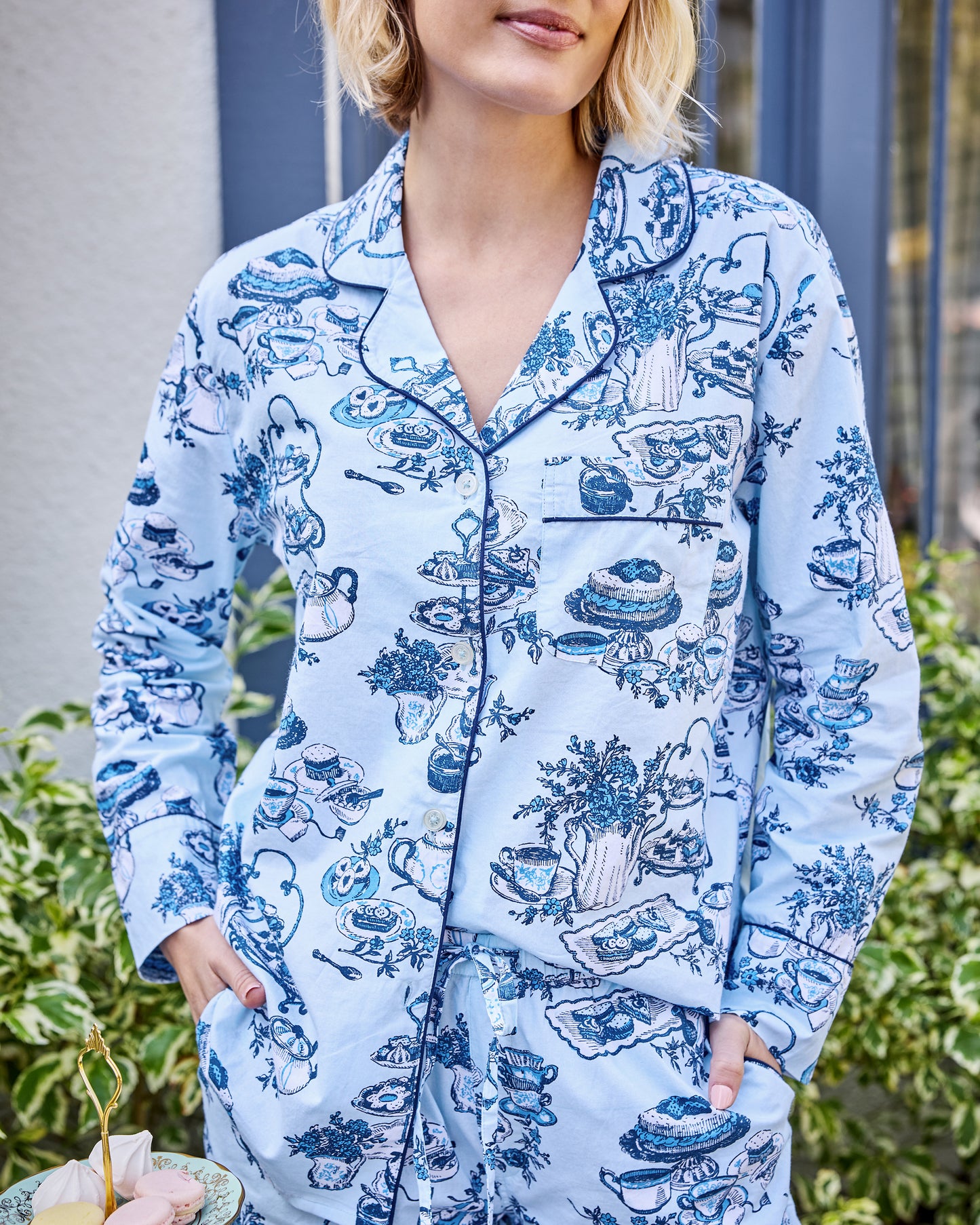 High Tea Toile - Long PJ Set - Notting Hill Blue - Printfresh