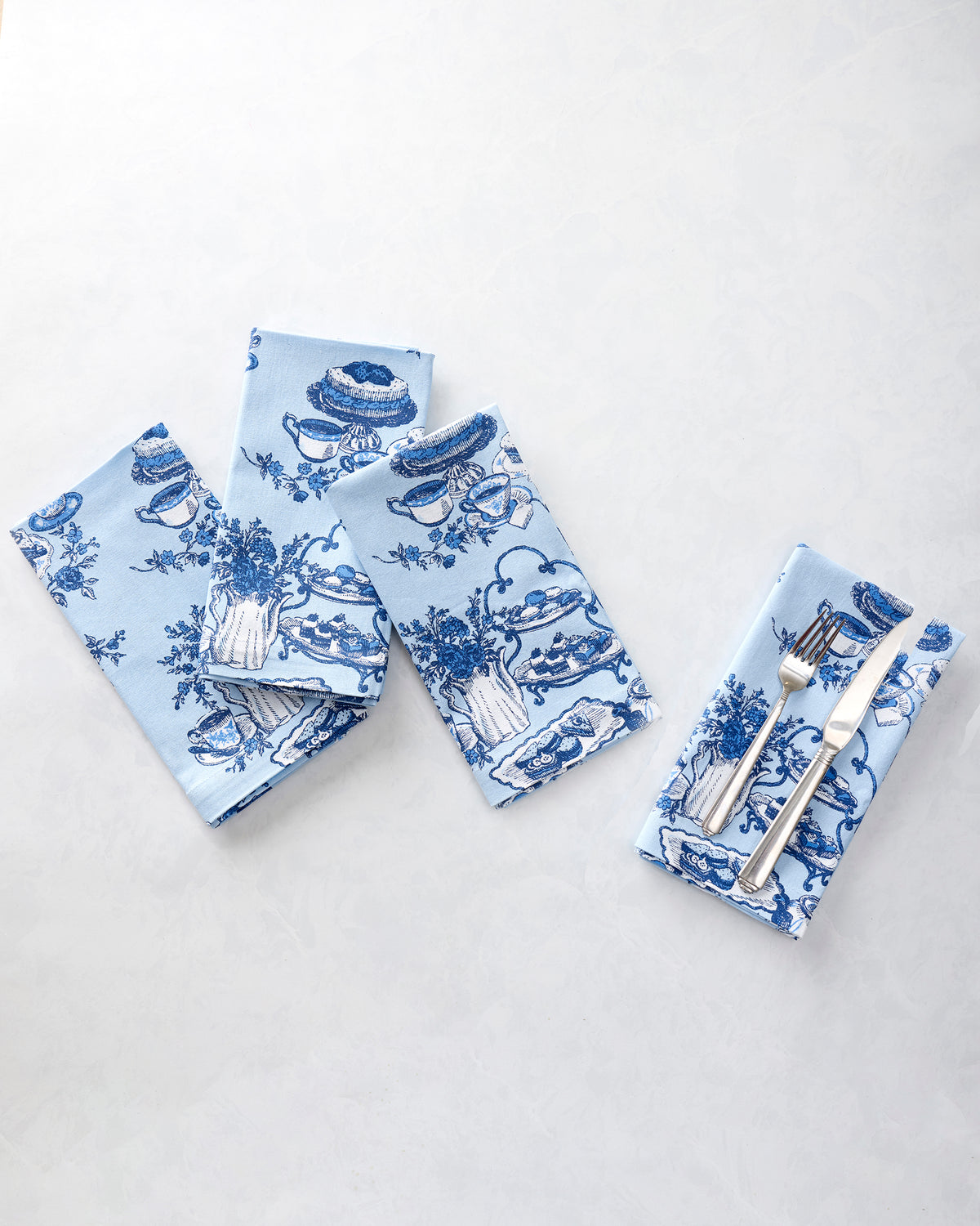 High Tea Toile - Dinner Napkins Set of 4 - Notting Hill Blue - Printfresh