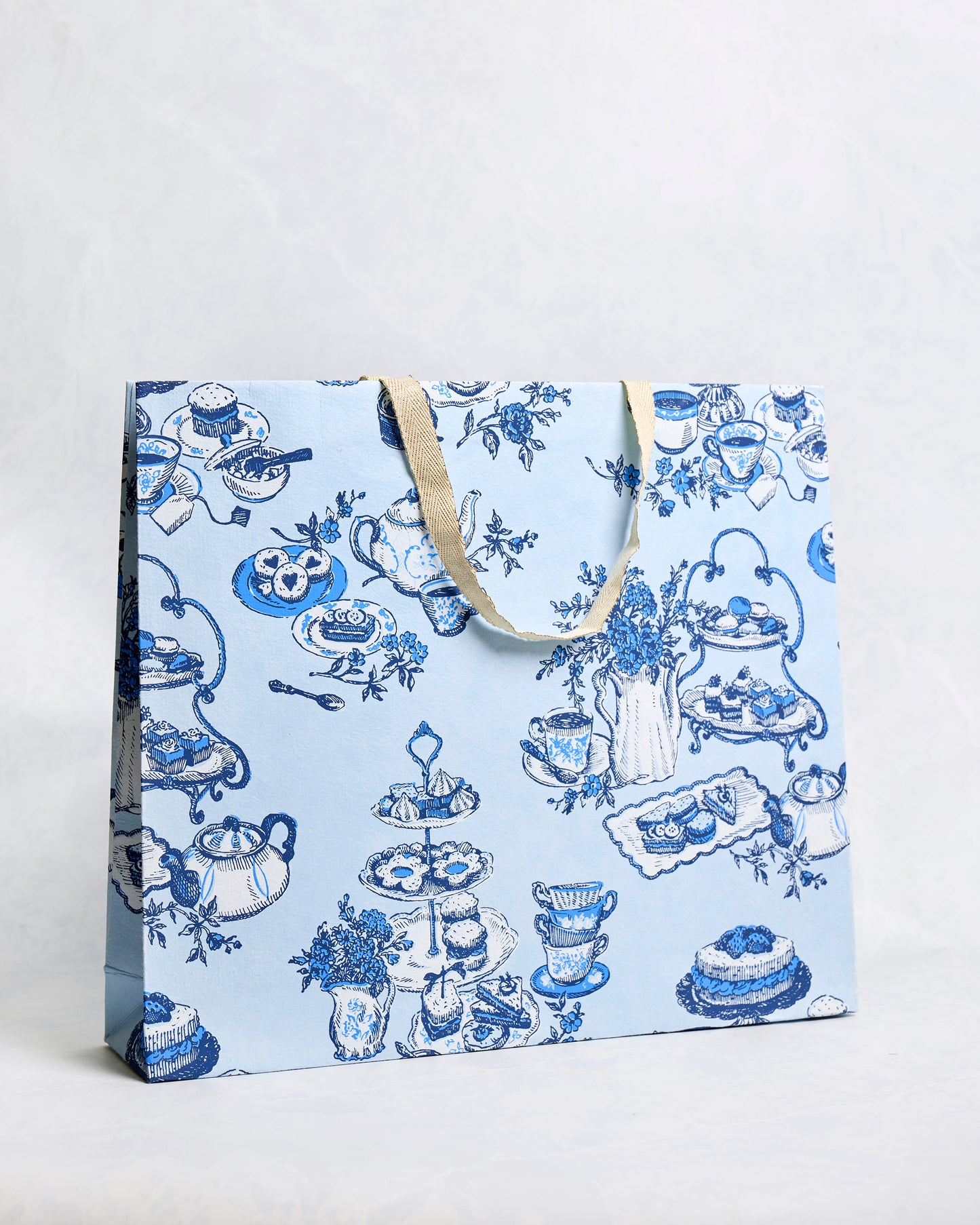 High Tea Toile - Handmade Gift Bag - Notting Hill Blue - Printfresh