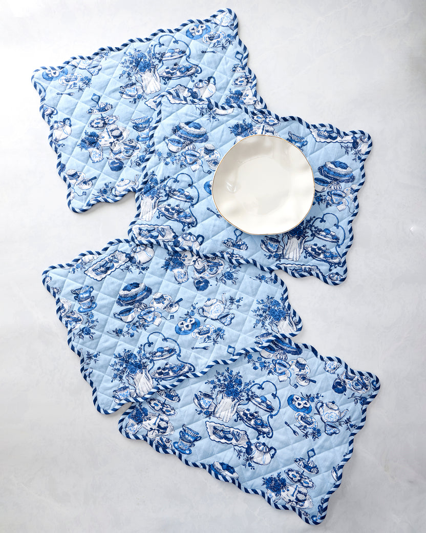 High Tea Toile - Set of 4 Placemats - Notting Hill Blue - Printfresh
