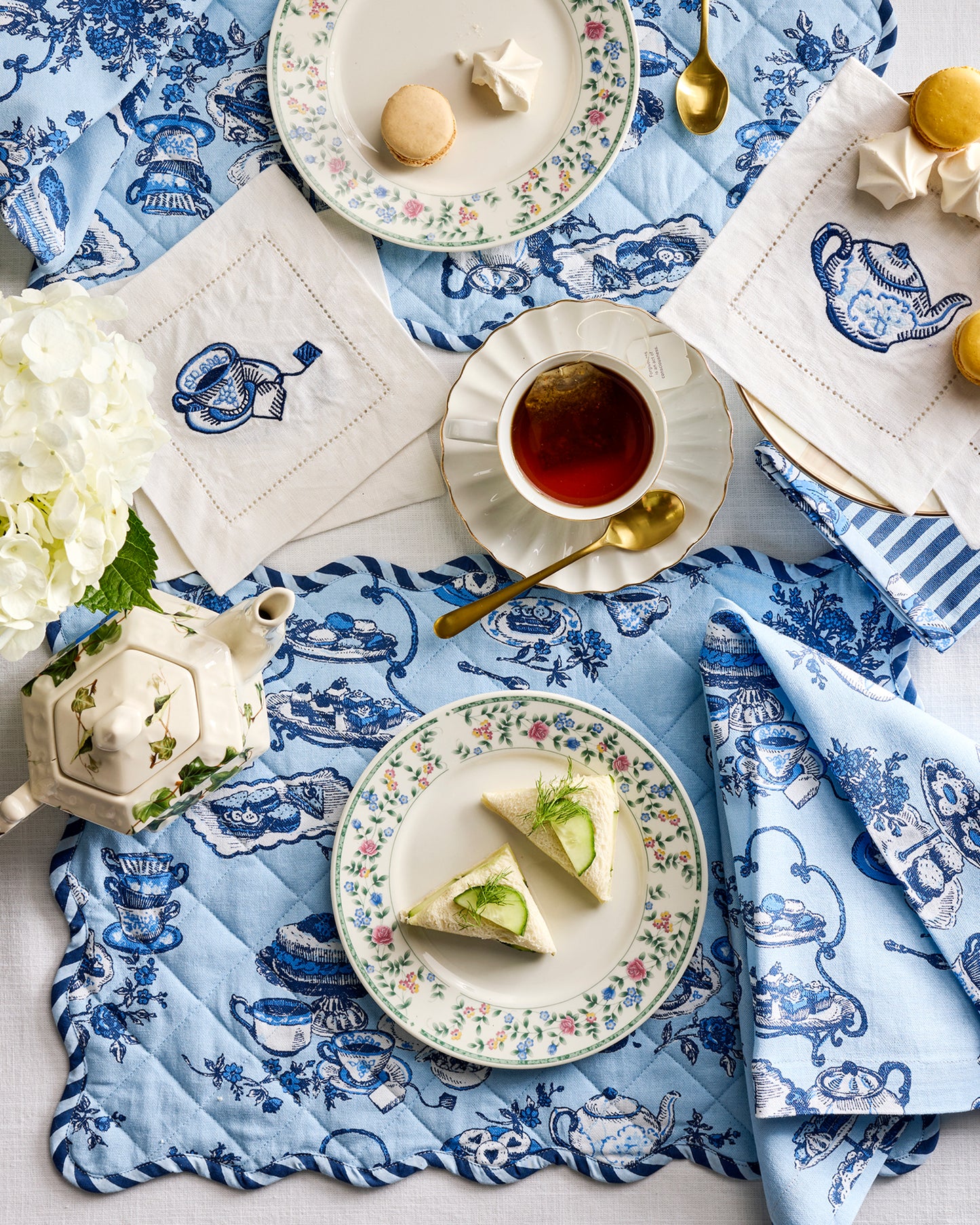 High Tea Toile - Dinner Napkins Set of 4 - Notting Hill Blue - Printfresh
