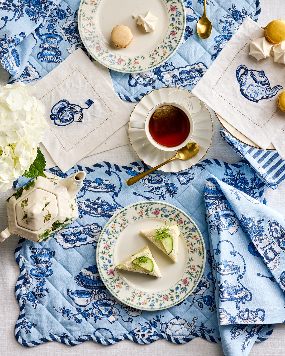 High Tea Toile - Dinner Napkins Set of 4 - Notting Hill Blue - Printfresh