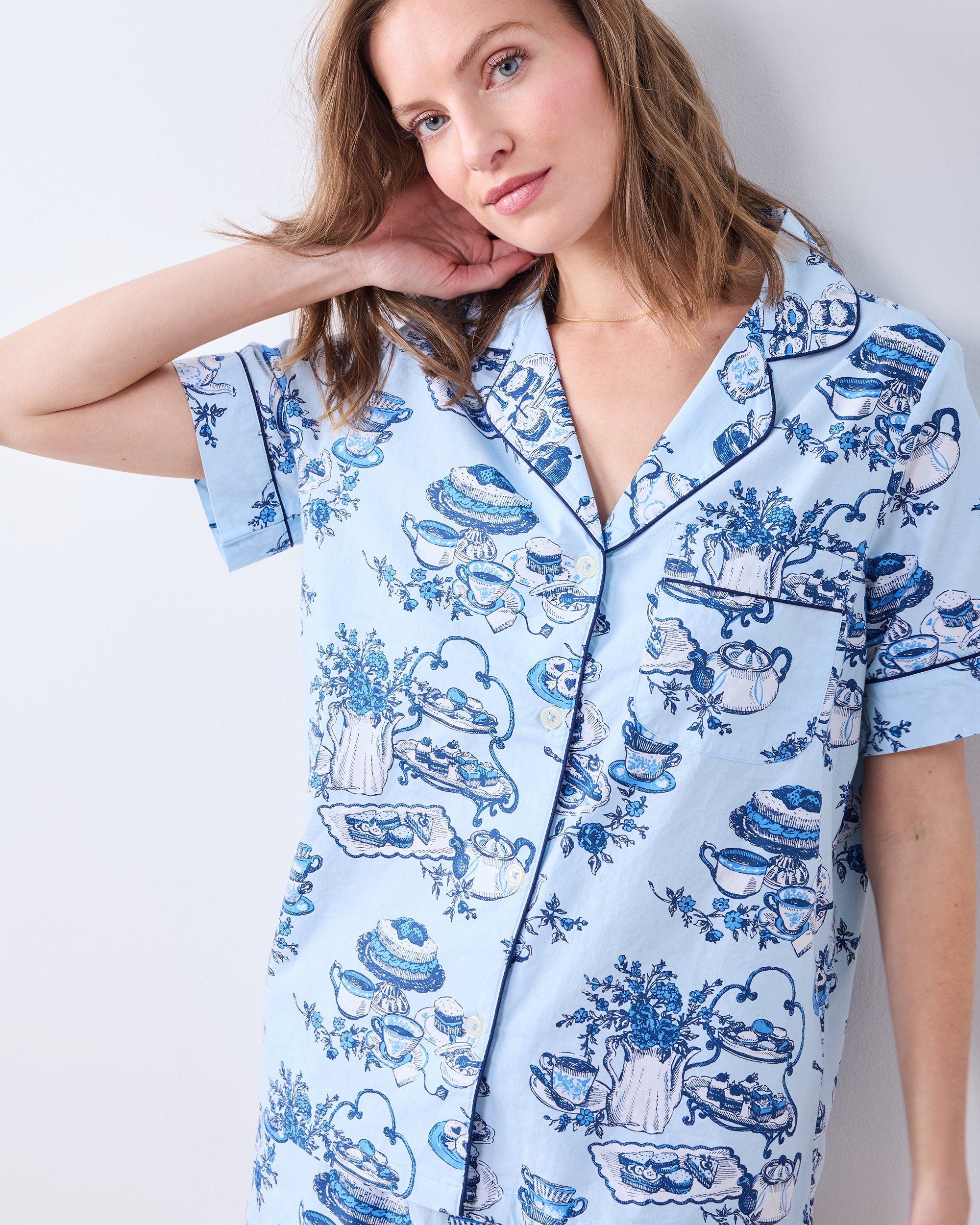 High Tea Toile - Short PJ Set - Notting Hill Blue – Printfresh