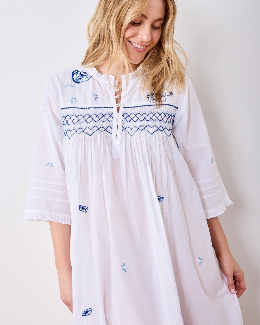 High Tea Toile - Dreamscape Nightgown - Notting Hill Blue - Printfresh